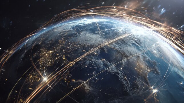 global network earth glowing lines