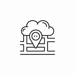 cloud map location icon sign vector