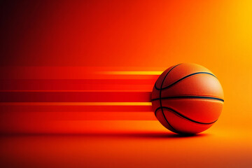 Fototapeta premium Orange basketball with motion blur streaks on red orange background image