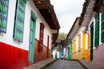 Beautiful streets of the colonial town of Concepcion in Antioquia, Colombia.