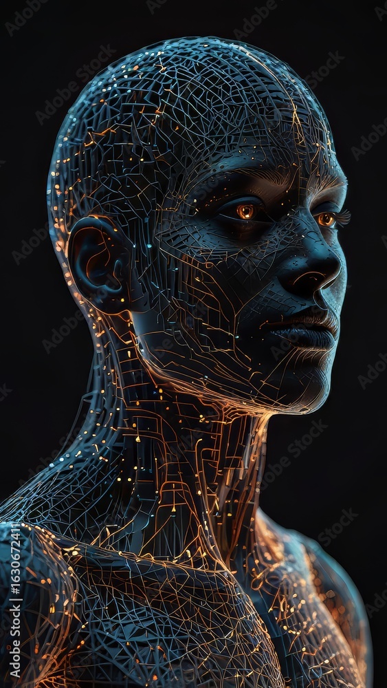 Poster human scan concept with futuristic ai system