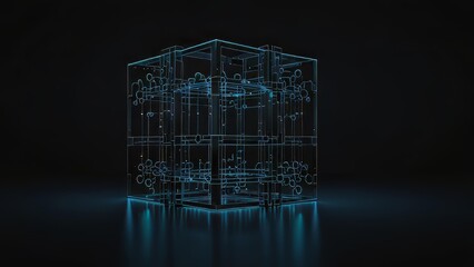 Isolated AI module with glowing connection lines