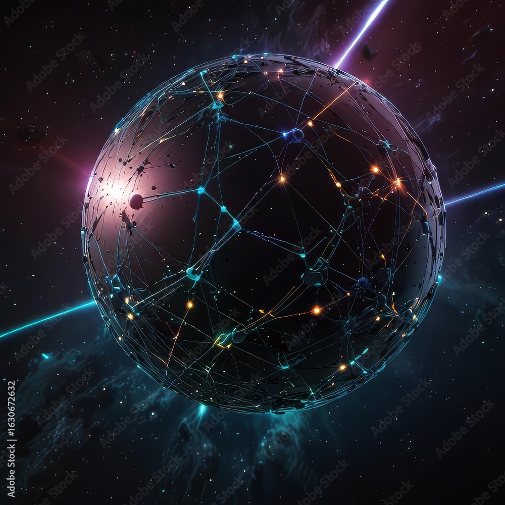 Poster planetary ai brain with data stream connections