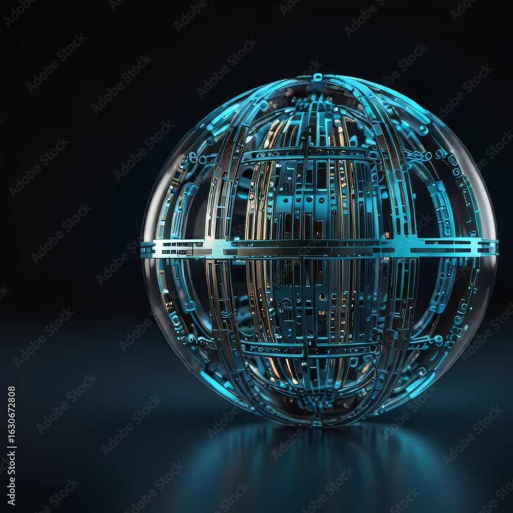 Poster square ai quantum sphere with light streams