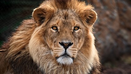Obraz premium majestic lion portrait with a captivating gaze and rich fur detail