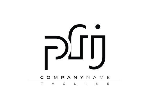 PFJ abstract letter design. Modern Business Logo Design With Abstract Typography and Contemporary Style