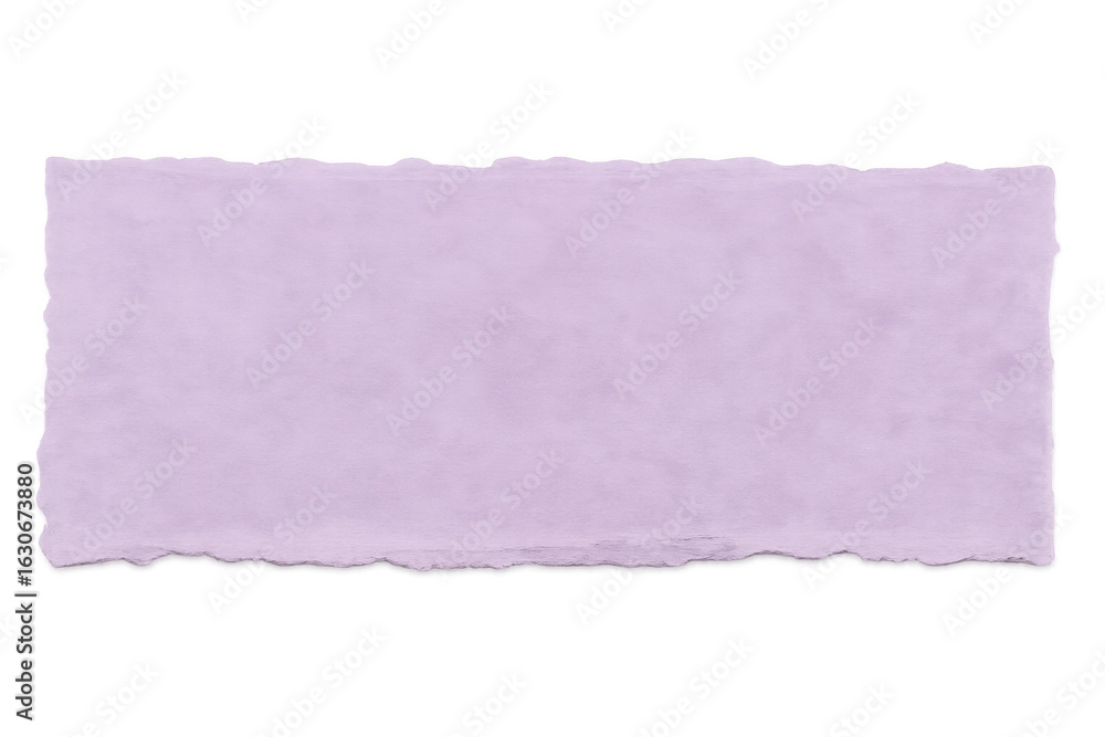 Poster rectangular purple torn paper with jagged edges creates a simple yet striking visual on a transparen