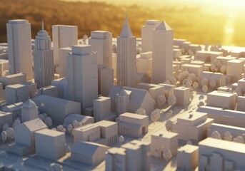 Obraz premium Sunrise Cityscape Model