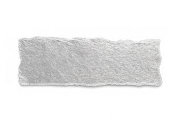 Torn white paper sheet with ragged edges, providing graphic design element against transparent backdrop for creative layering