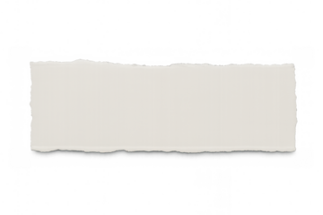 Torn paper sheet with ragged edges, white color, transparent backdrop, ready for graphic design projects