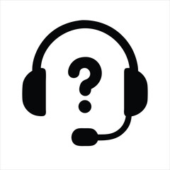 A clean vector silhouette icon of customer service,