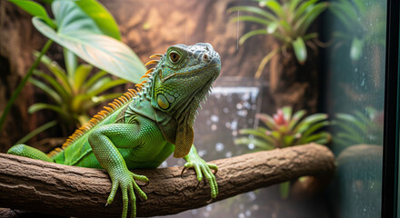 Fototapeta premium Green Iguana in its Habitat