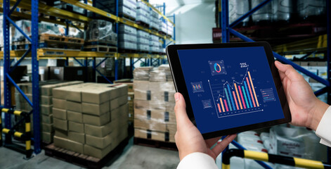 Business data dashboard provide business intelligence analytic for marketing strategy planning brisk with big data set to analyze customer demands and foreseeing business future © InfiniteFlow