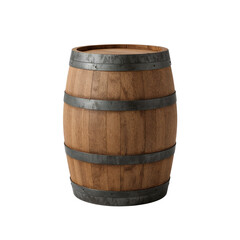 Obraz premium Wooden barrel with metal bands for storage and aging beverages 