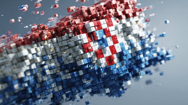 croatian flag pixel art cubes - Powered by Adobe