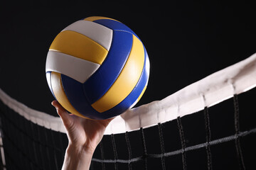 Volleyball spike hand block over the net