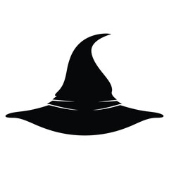 Vector art of a black witch hat isolated on a white background