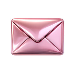 Shiny rose gold envelope isolated on transparent background