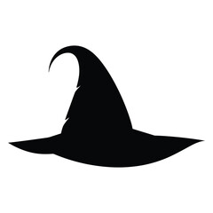 Vector art of a black witch hat silhouette isolated on white