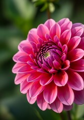 Close-up view of a vibrant pink dahlia flower.