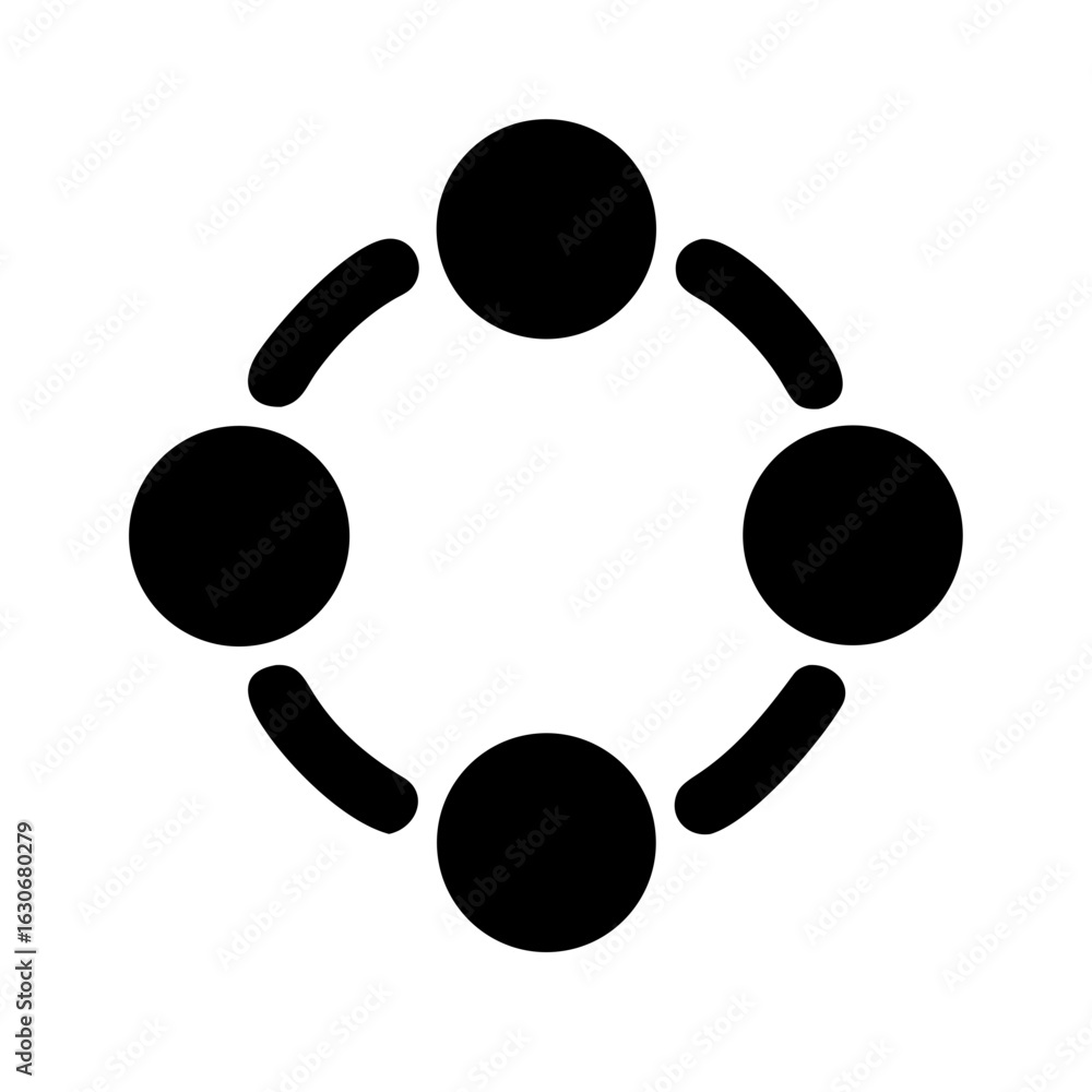 Aufkleber four circles connected network diagram teamwork collaboration partnership connection icon vector gra