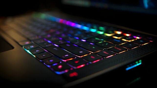 Illuminated keyboard with vibrant colorful backlight creates a stunning visual display.