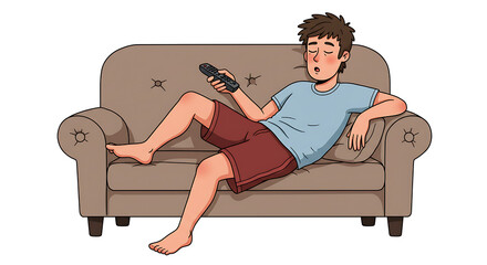 Teenager Relaxing on Couch with Remote