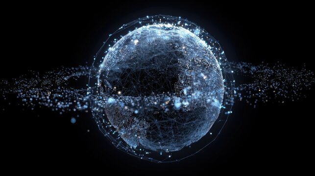 glowing digital earth network
