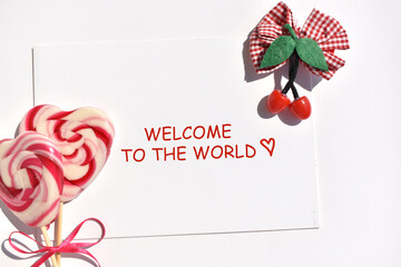 Welcome to the World A Sweet Celebration card template Mockup