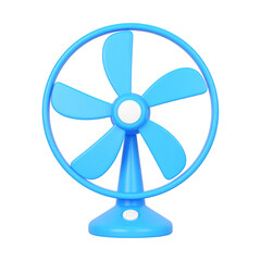 Obraz premium Cartoon blue electric fan cooling element on transparent background