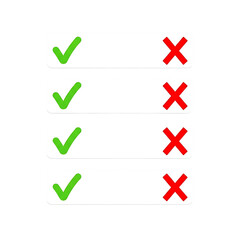 Checkmarks and Crosses for Task Completion Representing Success and Failure Against a Black Background