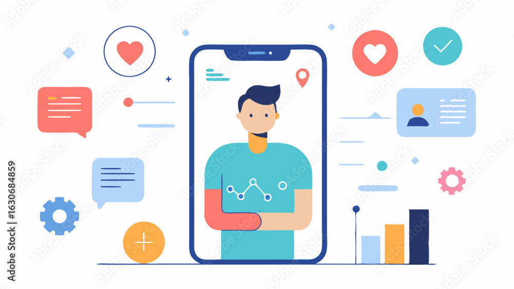 Poster ai health assistant a smartphone app interface showcasing personalized health insights and recommend