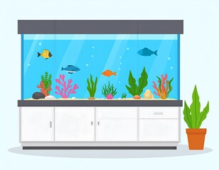 Fish tank with colorful aquatic life