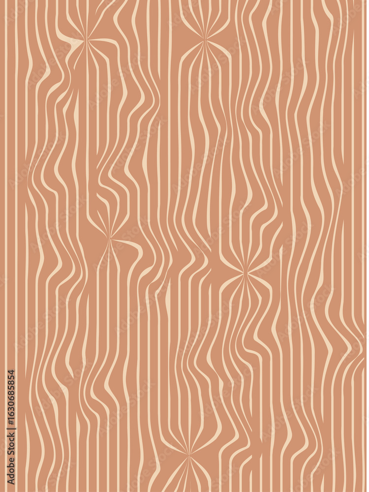 Poster abstract wavy lines pattern on terracotta background image