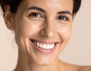 Dewy Skin Woman Close-Up for Skincare and Cosmetics

