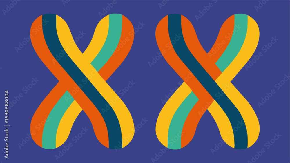 Aufkleber chromosome pairing two paired chromosomes depicted in a stylized manner with unique patterns on each