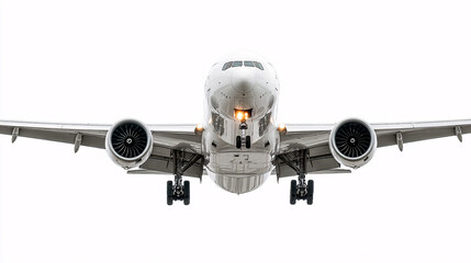 Fototapeta premium Low-angle airplane with landing gear deployed