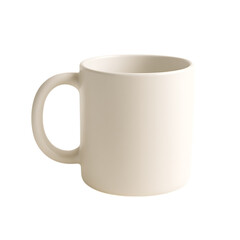 Plain white ceramic coffee mug isolated on transparent background