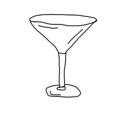Hand drawn set of different glasses for drinks. Vector.