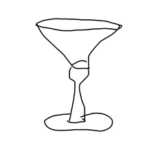 Hand drawn set of different glasses for drinks. Vector.