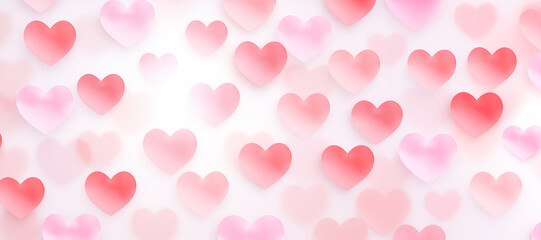 Many hearts of different shades of pink and red creating a romantic and lovely background, ideal for Valentine's Day or other love themed celebrations