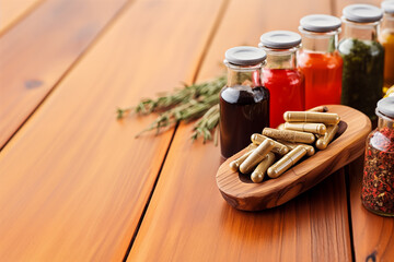 Alternative medicine using herbal extracts and supplements promoting natural healing and well being