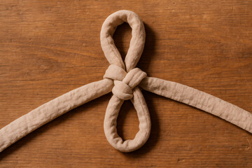Alpine Knot Tied with Fabric on Wooden Background