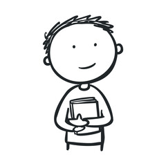 Obraz premium Happy child with books, illustrating learning and creativity