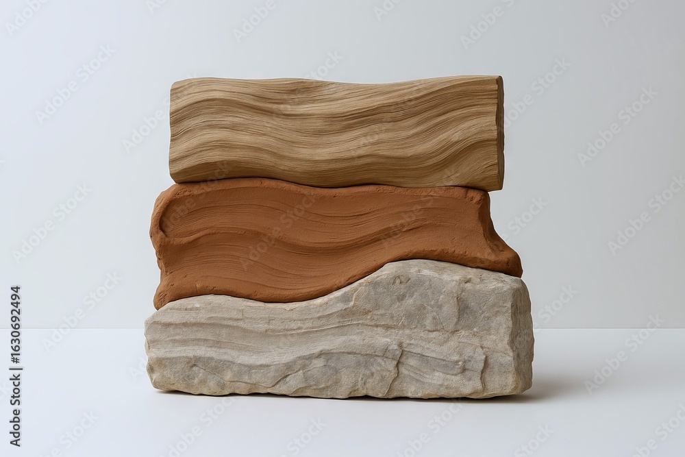 Aufkleber abstract textured composition featuring layered earthy natural forms with wavy patterns. concept of 