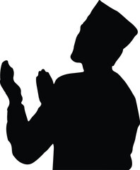 Silhouette of Man Making Dua – Islamic Prayer Vector Illustration, 
A vector silhouette illustration of a man making dua (supplication) in an Islamic posture. Suitable for religious content, Islamic