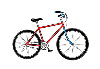 Fototapeta premium Flat Vector Bicycle with Torn Brushstroke Wheels Isolated on White