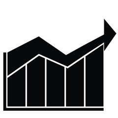 Business Graph Icon – Silhouette of Sales Chart with Upward Trend, Art & Illustration