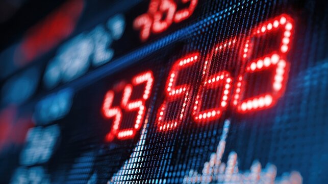 Stock Market Data Display Shows Fluctuating Numbers Indicating Financial Trends During Trading Hours