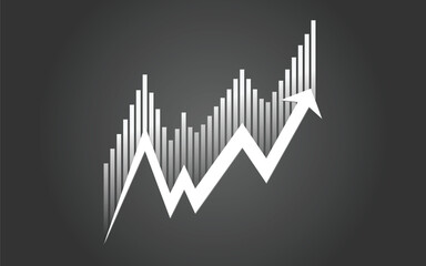 Business Graph Icon – Silhouette of Sales Chart with Upward Trend, Art & Illustration